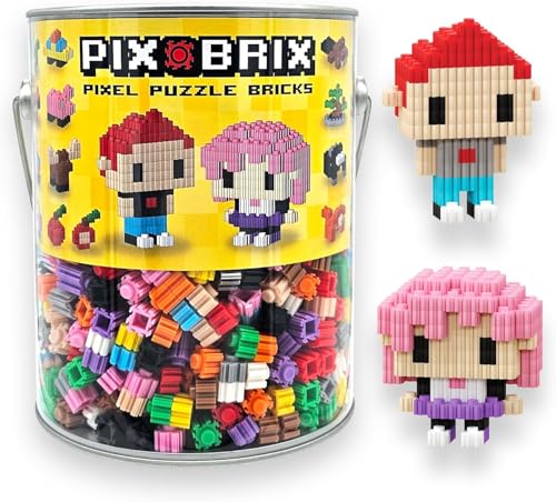 Pix Brix Pixel Art kit Puzzle Bucket 1500Piece Kit with 12Color Medium Palette Patented Interlocking Building Bricks for 2D and 3D Creations STEM Toy for Ages 6 - Image 1