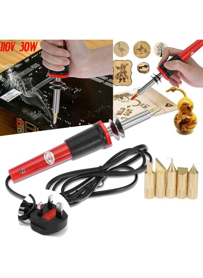 melfi Melfi Multi-purpose 30W 240VAC Multi Tipped Wood Burning Soldering Iron Kit Anti-Oxidation 5 Heads Electric Engraving Pen, Pyrography Pen Kit, for Metal Glass  - Image 4