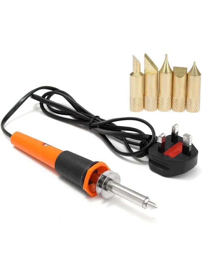 melfi Melfi Multi-purpose 30W 240VAC Multi Tipped Wood Burning Soldering Iron Kit Anti-Oxidation 5 Heads Electric Engraving Pen, Pyrography Pen Kit, for Metal Glass  - Image 1