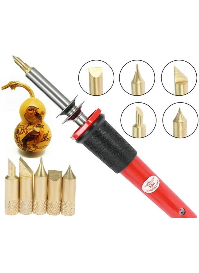 melfi Melfi Multi-purpose 30W 240VAC Multi Tipped Wood Burning Soldering Iron Kit Anti-Oxidation 5 Heads Electric Engraving Pen, Pyrography Pen Kit, for Metal Glass  - Image 3