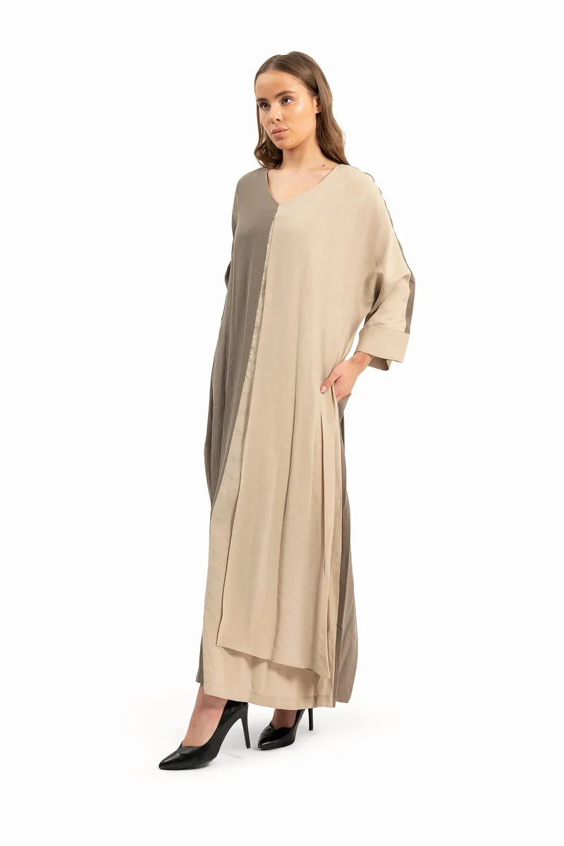 Wecre8 Women's Beige and Gray Kaftan with Pockets By WECRE8
