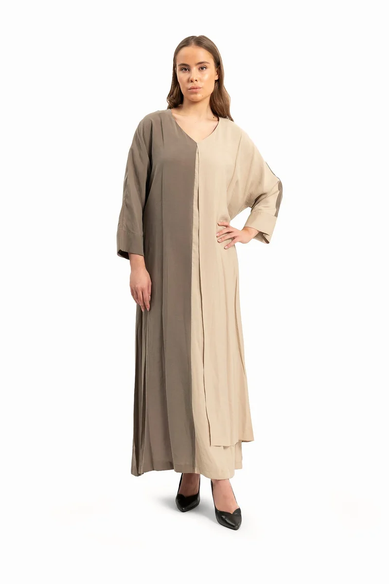 Wecre8 Women's Beige and Gray Kaftan with Pockets By WECRE8