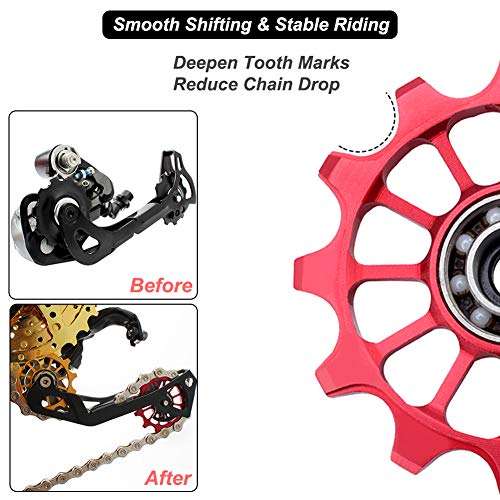 Saipe 12T Rear Derailleur Pulley Aluminum Alloy Jockey Wheel Ceramic Guide Pulley Bike Guide Roller Wheel for Road Bike, Mountain Bike, MTB, BMX - Image 5