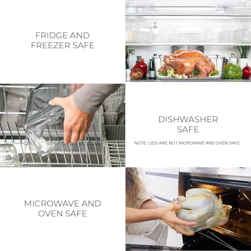 Razab 3300 ml / 112 oz Large Glass Food Storage Containers with Lids, Airtight, Leakproof, BPA Free - Ideal for Meal Prep, Store Leftover & Lunch, Baking Casserole - Freezer, Microwave & Oven Safe - Image 4