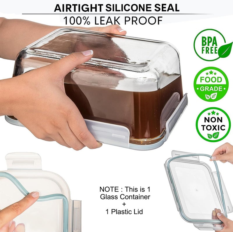 Razab 3300 ml / 112 oz Large Glass Food Storage Containers with Lids, Airtight, Leakproof, BPA Free - Ideal for Meal Prep, Store Leftover & Lunch, Baking Casserole - Freezer, Microwave & Oven Safe - Image 2
