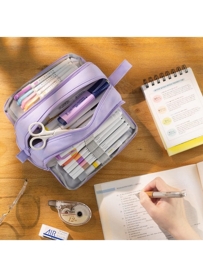 CICIMELON Large Capacity Pen Pencil Case with 4 Compartments, Multi-Slot Pencil Pouch Bag Aesthetic School Supplies Organizer for Teen Girls, Women, Adults (Purple) - Image 5