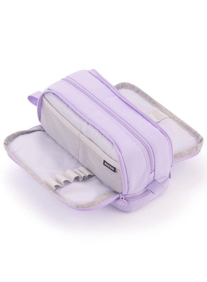 CICIMELON Large Capacity Pen Pencil Case with 4 Compartments, Multi-Slot Pencil Pouch Bag Aesthetic School Supplies Organizer for Teen Girls, Women, Adults (Purple) - Image 1