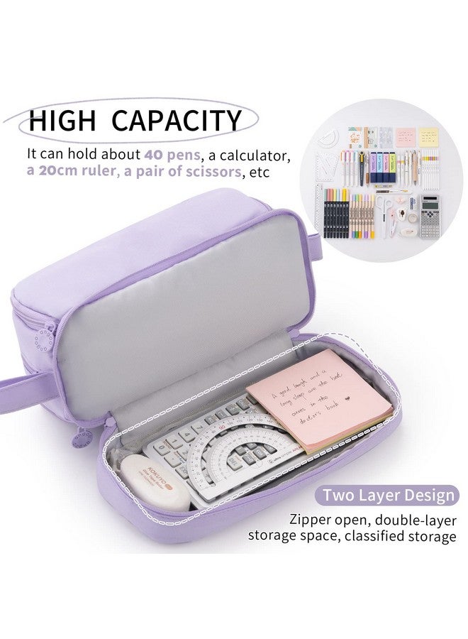 CICIMELON Large Capacity Pen Pencil Case with 4 Compartments, Multi-Slot Pencil Pouch Bag Aesthetic School Supplies Organizer for Teen Girls, Women, Adults (Purple) - Image 4