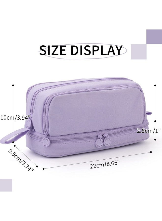 CICIMELON Large Capacity Pen Pencil Case with 4 Compartments, Multi-Slot Pencil Pouch Bag Aesthetic School Supplies Organizer for Teen Girls, Women, Adults (Purple) - Image 2