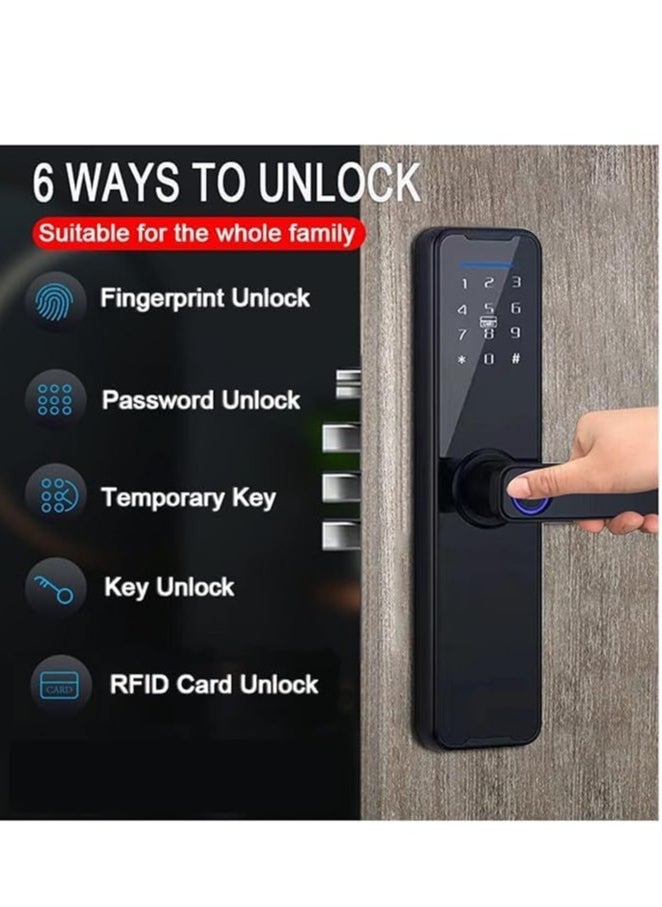 ROBUSTLINE - Electronic Smart Front Door Lock With 5 Function- Fingerprint Digital Deadbolt Smart Ic Card Keyless Bluetooth Key Smart App Remote Control 2 Years Warranty - Image 1