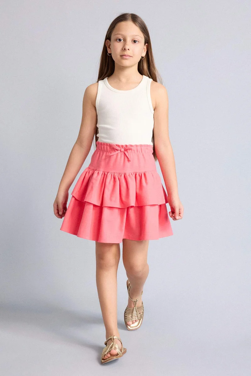 ديفاكتو Girl Linen Look Skirt