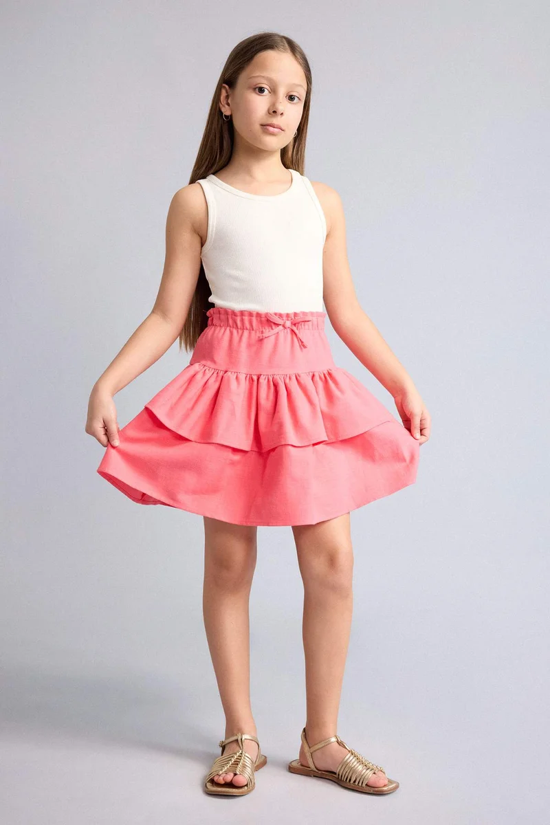 ديفاكتو Girl Linen Look Skirt
