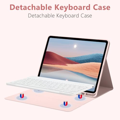 TQQ for iPad Air 13-inch (M3/M2, 2025/2024) & Pro 12.9 inch Case with Keyboard, Keyboard case for 12.9-inch iPad Pro 6th/5th Gen - with Pencil Holder for iPad Air 13-inch/iPad Pro 12.9 (Pink) - Image 4