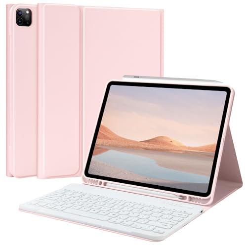 TQQ for iPad Air 13-inch (M3/M2, 2025/2024) & Pro 12.9 inch Case with Keyboard, Keyboard case for 12.9-inch iPad Pro 6th/5th Gen - with Pencil Holder for iPad Air 13-inch/iPad Pro 12.9 (Pink) - Image 1