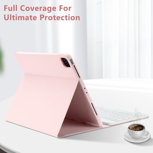 TQQ for iPad Air 13-inch (M3/M2, 2025/2024) & Pro 12.9 inch Case with Keyboard, Keyboard case for 12.9-inch iPad Pro 6th/5th Gen - with Pencil Holder for iPad Air 13-inch/iPad Pro 12.9 (Pink) - Image 5