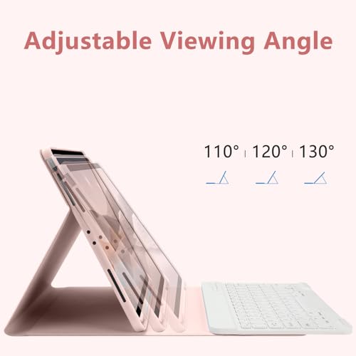 TQQ for iPad Air 13-inch (M3/M2, 2025/2024) & Pro 12.9 inch Case with Keyboard, Keyboard case for 12.9-inch iPad Pro 6th/5th Gen - with Pencil Holder for iPad Air 13-inch/iPad Pro 12.9 (Pink) - Image 3