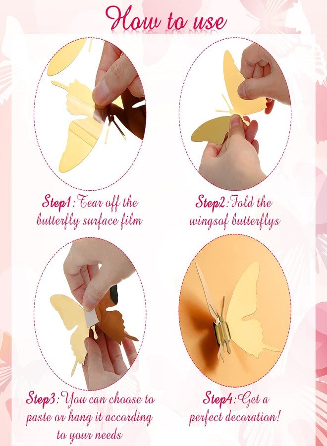 فيرايكل مجموعة فيرايكل من 24 قطعة من زينة الفراشات المعدنية، فراشات ثلاثية الأبعاد طائرة للسقف، ديكور فني لطيف يمكنك صنعه بنفسك لغرفة النوم أو غرفة المعيشة أو النافذة، مقاسات: 2.36 بوصة، 3.94 بوصة، 5.9 بوصة - Image 3