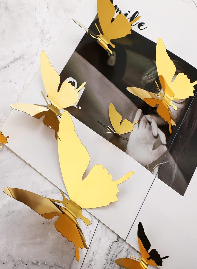 فيرايكل مجموعة فيرايكل من 24 قطعة من زينة الفراشات المعدنية، فراشات ثلاثية الأبعاد طائرة للسقف، ديكور فني لطيف يمكنك صنعه بنفسك لغرفة النوم أو غرفة المعيشة أو النافذة، مقاسات: 2.36 بوصة، 3.94 بوصة، 5.9 بوصة - Image 4