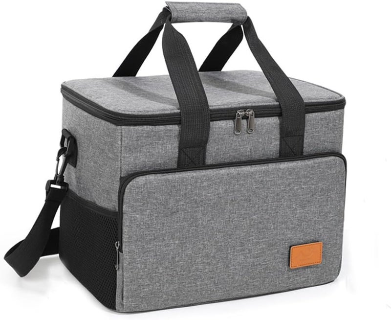 IraXpro Lunch Bag Insulated Lunch Box Large Portable Cooler Tote bag for Men Women Adult,Shoulder Handbag with Adjustable Strap,Leak and Waterproof,for Office,Picnic,Outdoor,Beach,Fishing (Gray, 22L) - Image 1