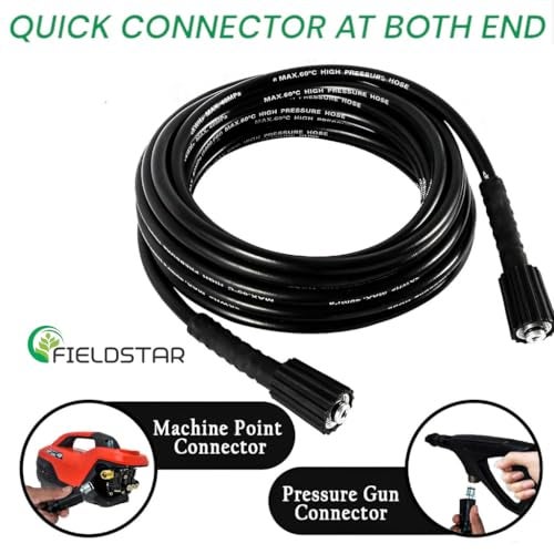 Fieldstar 8 Meter High-Pressure Washer Hose Pipe for Car Washer – Upto 5800 PS | Compatible with STARQ, VANTRO, AIMEX, SHAKTI, GAOCHENG | Heavy Duty – Black - Image 3