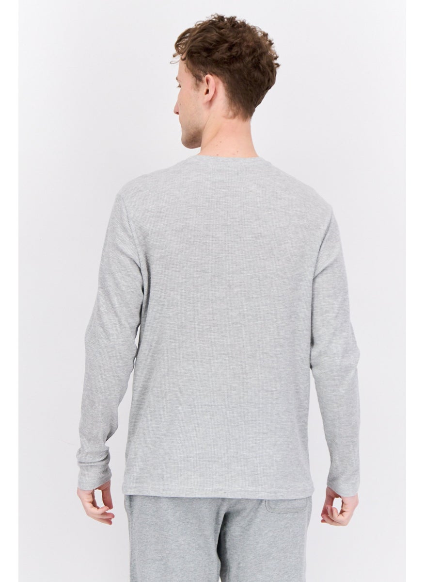 Company Eighty One - Men 2 Pack Crew Neck Long Sleeve Textured T-Shirt, Navy - Image 1