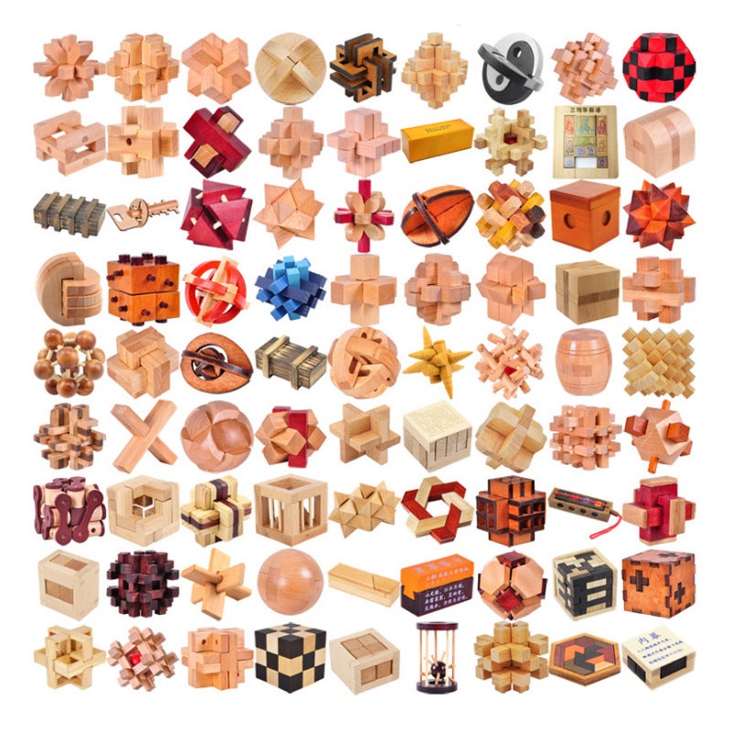 Kongming Lock Children'S Wooden Toy Kongming Lock Luban Lock Full Set Classical Mortise Wooden Toy Kongming Lock - Image 2