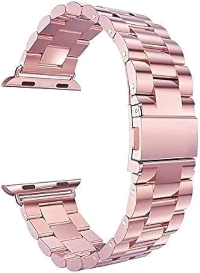 G-Power Stainless Steel Replacement Wrist Band Strap With Elegant Simple Design And High Elasticity Specially For Apple Smart Watches Series 7 - Pink 