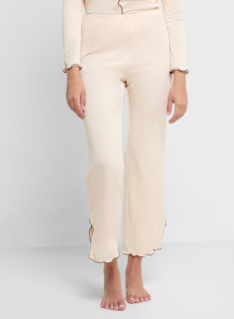 Ginger Ribbed Button Up Shirt & Pyjama Set  - Image 4