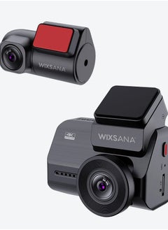 Wixsana Dash Cam  with elegant design, supports 4K front camera and 2K rear camera, with G-SENSOR that records vibrations in the event of an accident and saves the recording
