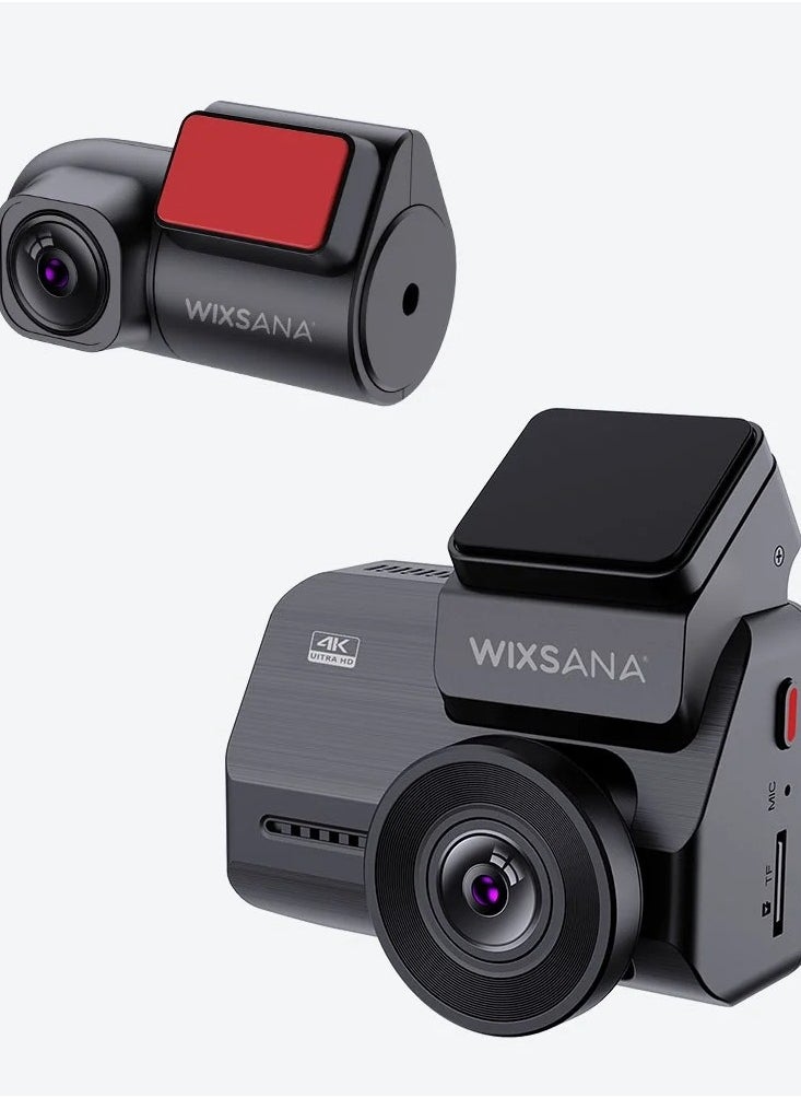 wixsana - Wixsana Dash Cam  with elegant design, supports 4K front camera and 2K rear camera, with G-SENSOR that records vibrations in the event of an accident and saves the recording - Image 1