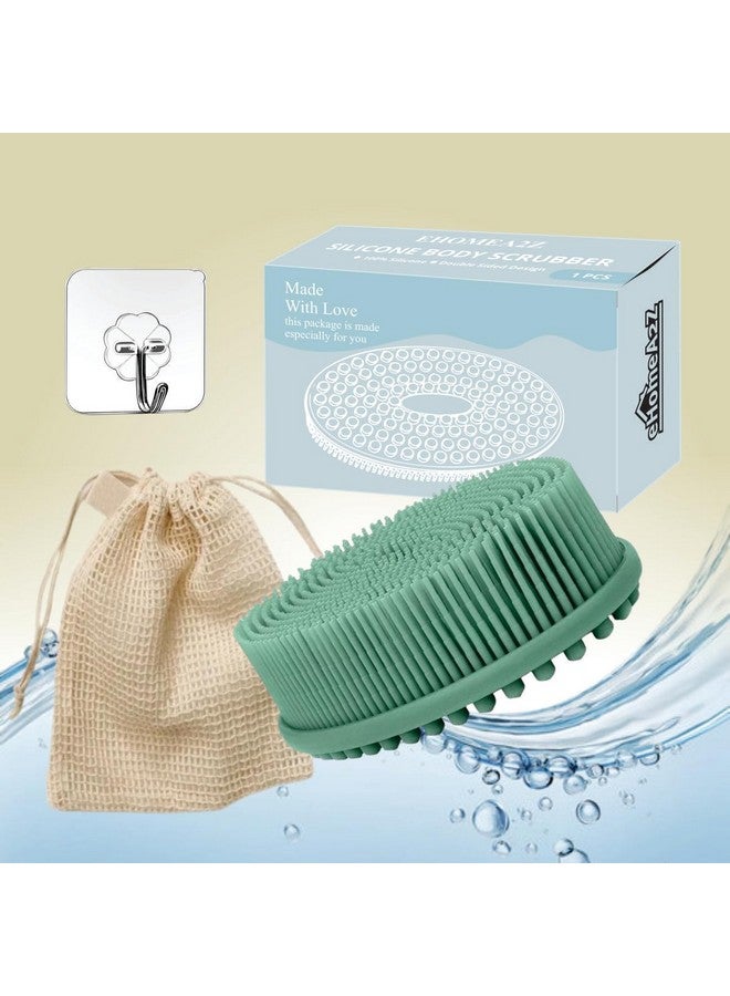 eHomeA2Z Silicone Body Scrubber, Gentle exfoliating Body Scrubber That's Easy to Clean, Lathers Well, Long Lasting, and More Hygienic Than Traditional Shower Loofah (Olive Green) - Image 1