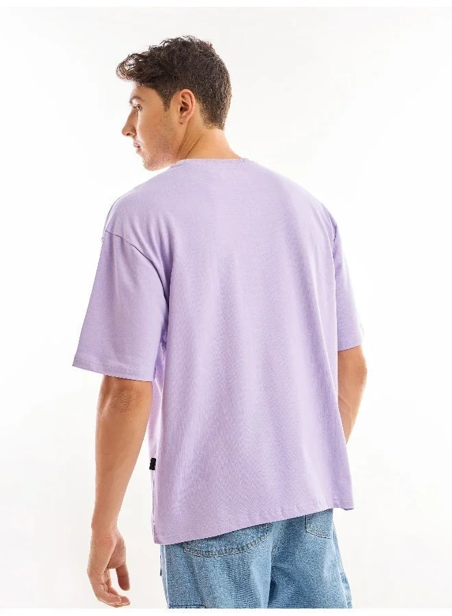 Beyoung Lilac Puff Printed Oversized T-shirt For Men
