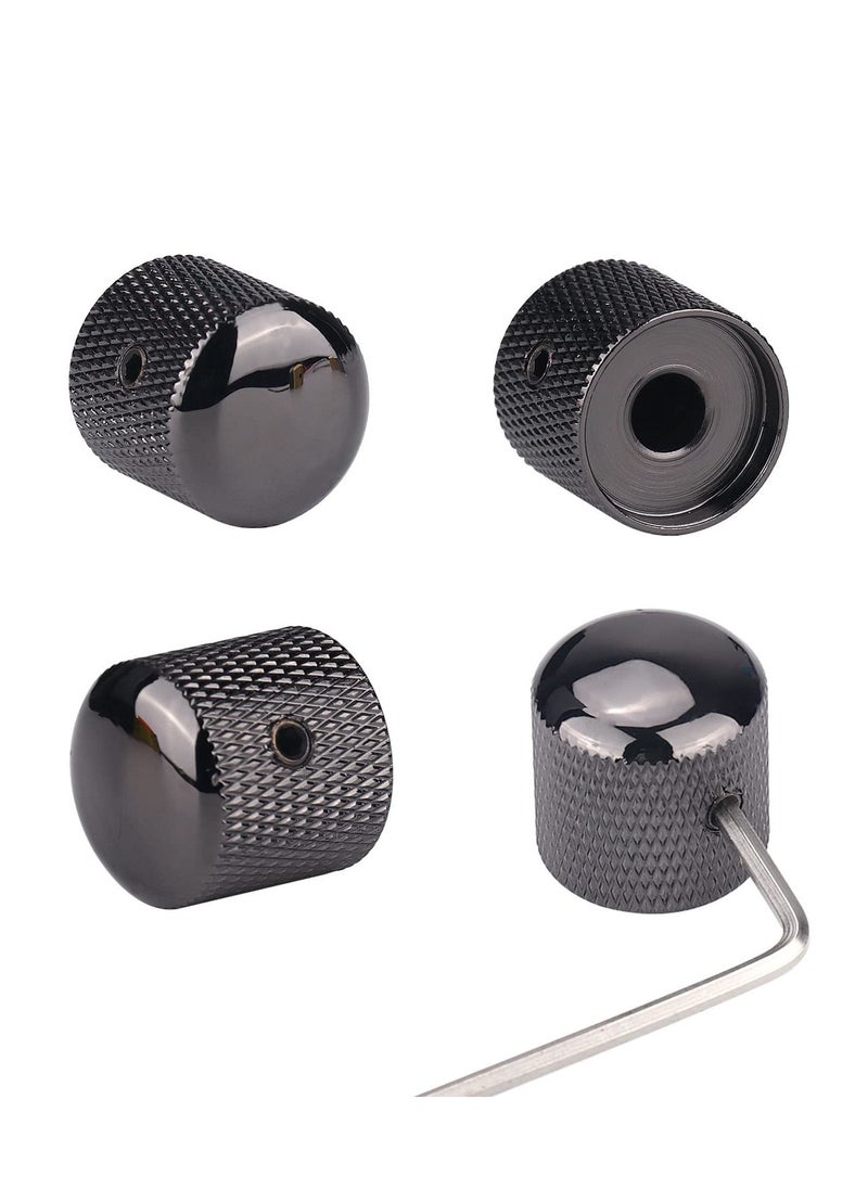 null - 4Pcs Metal Guitar Knobs Volume Tone Control Knobs Dome Knobs with with Allen Keys Screws for Fender Telecaster Gibson Les Paul Electric Guitar Bass (Black) - Image 1