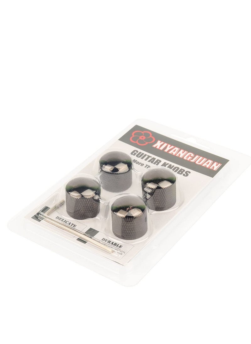 null - 4Pcs Metal Guitar Knobs Volume Tone Control Knobs Dome Knobs with with Allen Keys Screws for Fender Telecaster Gibson Les Paul Electric Guitar Bass (Black) - Image 1