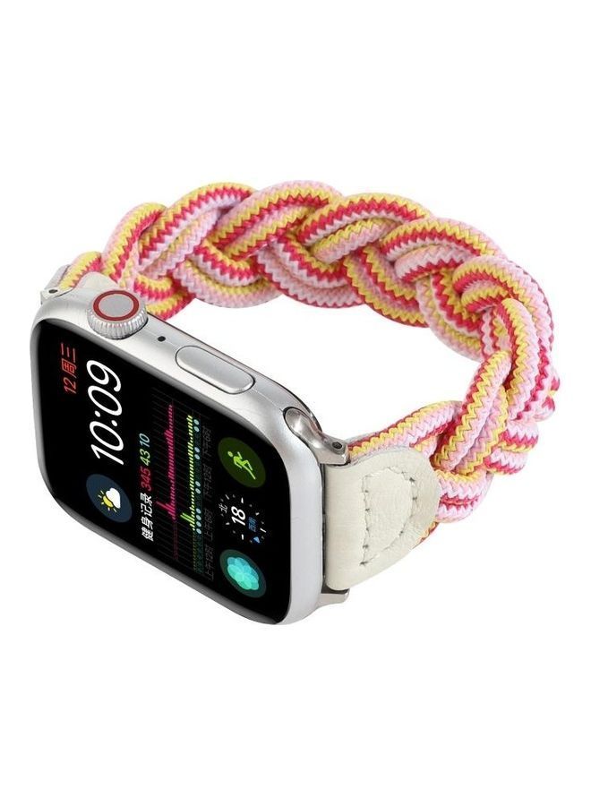 NIBEMINENT Elastic Woven Watchband For Apple Watch Series 1/2/3/4/5/6/7/SE 38-40-41mm Rose Red/Pink - Image 4