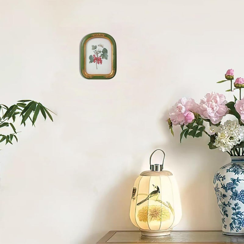 SIKOO 4x6 Vintage picture frames Antique Picture Frame Tabletop and Wall Mount Display Embossed Floral Vintage Wall Decor Green and Gold - Image 5