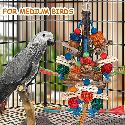 BBjinronjy Bird Toys,Parrot Toys Exciting Chewing Fun for Parakeets,Cockatiels,Conures,Lovebirds,African Gray Cockatoos Amazon And Other Small Medium-Sized Parrot Natural Corn Cob Sturdy Nut (old bark) - Image 3