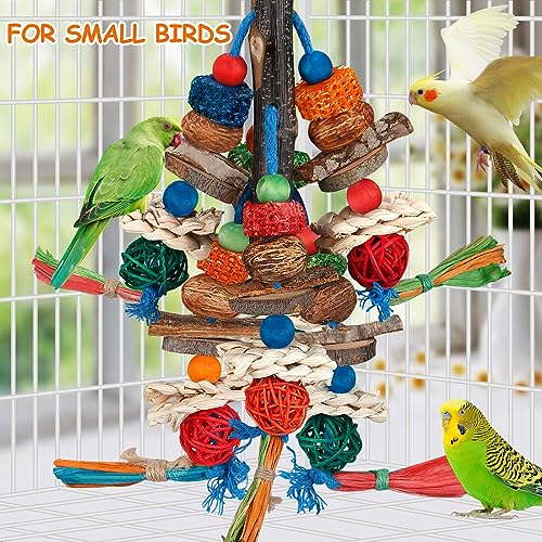 BBjinronjy Bird Toys,Parrot Toys Exciting Chewing Fun for Parakeets,Cockatiels,Conures,Lovebirds,African Gray Cockatoos Amazon And Other Small Medium-Sized Parrot Natural Corn Cob Sturdy Nut (old bark) - Image 5