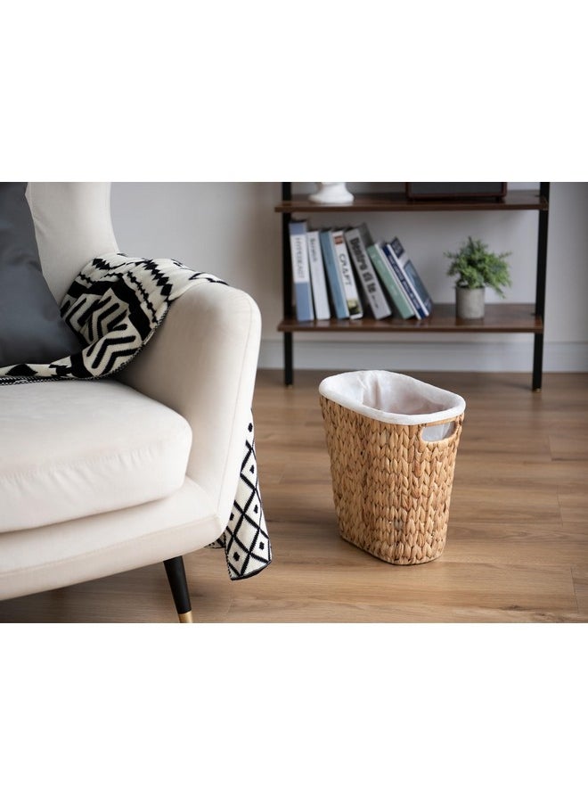 StorageWorks StorageWorks Wicker Waste Basket, Handwoven Water Hyacinth Trash Can with Built-in Handles, Wicker Garbage Can for Bedroom, Bathroom, 1 Pack  - Image 3