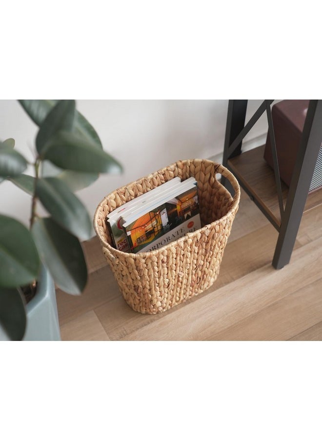 StorageWorks StorageWorks Wicker Waste Basket, Handwoven Water Hyacinth Trash Can with Built-in Handles, Wicker Garbage Can for Bedroom, Bathroom, 1 Pack  - Image 5