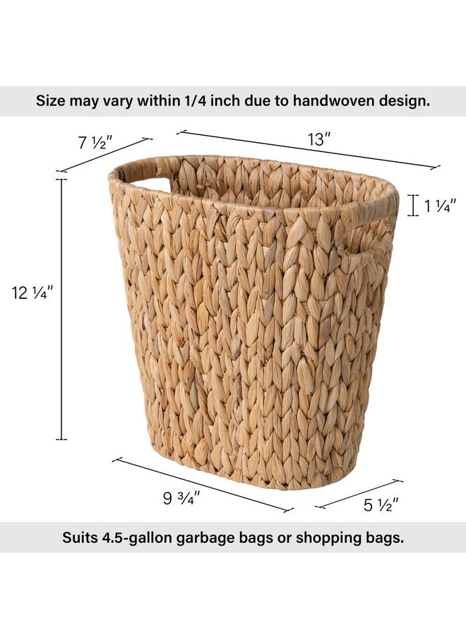 StorageWorks StorageWorks Wicker Waste Basket, Handwoven Water Hyacinth Trash Can with Built-in Handles, Wicker Garbage Can for Bedroom, Bathroom, 1 Pack  - Image 2
