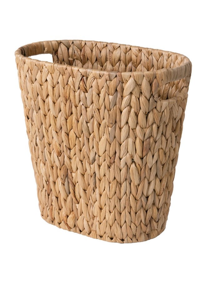 StorageWorks StorageWorks Wicker Waste Basket, Handwoven Water Hyacinth Trash Can with Built-in Handles, Wicker Garbage Can for Bedroom, Bathroom, 1 Pack  - Image 1