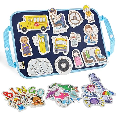 CHEFAN Felt Flannel Boards Stories Precut Figures for Toddlers Preschool Craft Toy Gifts for Kids Storytelling Interactive Teaching Activity KitsWheels On BusBaby SharkItsy Bitsy SpiderBingo - Image 1
