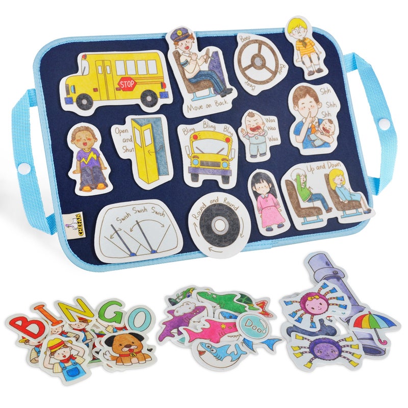 CHEFAN Felt Flannel Boards Stories Precut Figures for Toddlers Preschool Craft Toy Gifts for Kids Storytelling Interactive Teaching Activity KitsWheels On BusBaby SharkItsy Bitsy SpiderBingo - Image 4