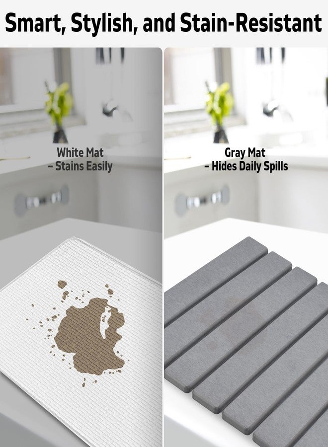 tdcokhe Stone Dish Drying Mat for Kitchen Counter – Collapsible 24"(L)×16 (W) Super Absorbent Diatomaceous Earth Dish Drying Mat, Grey Kitchen Counter Mats for Dishes ,Bottles, Cups, Match Any Countertop - Image 5