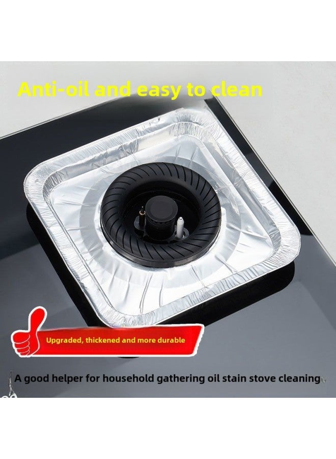 Gas Stove Oil-proof Sticker Protective Mat Aluminum Foil Tin Paper Ring Kitchen Stove Round Waterproof Cover Household Stain-proof-size:10 Square Types  - Image 1
