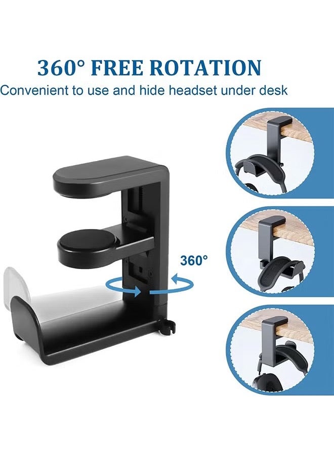 ZAVVY 3-in-1 PC Gaming Headset and Controller Holder, Headphone Stand with 360° Rotation Non-Slip Clamp & 2 Controller Holders, Universal Gaming Accessories Organizer for Controllers, Headphones, and Cables  - Image 4