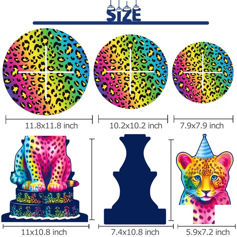umoni Rainbow Neon Leopard Cupcake Stand Cheetah Birthday Party Decorations 3 Tiers Leopard Cupcake Holder Cheetah Print Dessert Tower for Neon Animals Theme Party Supplies - Image 4