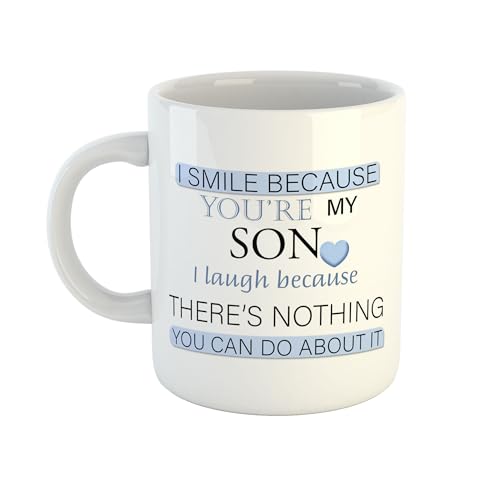 ASHVAH I Smile Because You are My Son Ceramic Coffee Mug Son Gifts for Birthday - Image 1