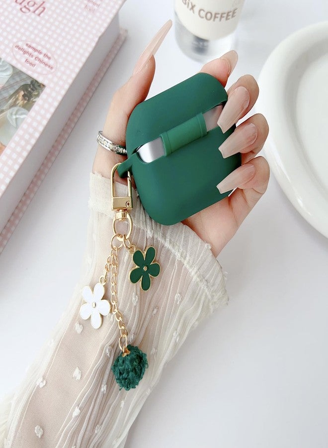 OTOPO Cute Green Case for Samsung Galaxy Bud 3/Buds 3 Pro Cover for Girl Women with Pom pom Flower Keychain & Cleaner Pen, Soft Silicone Galaxy Buds Pro 3/Buds3 Protective Cover Skin (2024) - Image 3